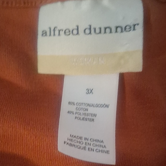 Alfred Dunner Orange Embroidered Beaded V-Neck 3/4 Sleeve Top - Picture 4 of 5